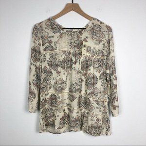 NWT lucky brand floral geometric flowy blouse top